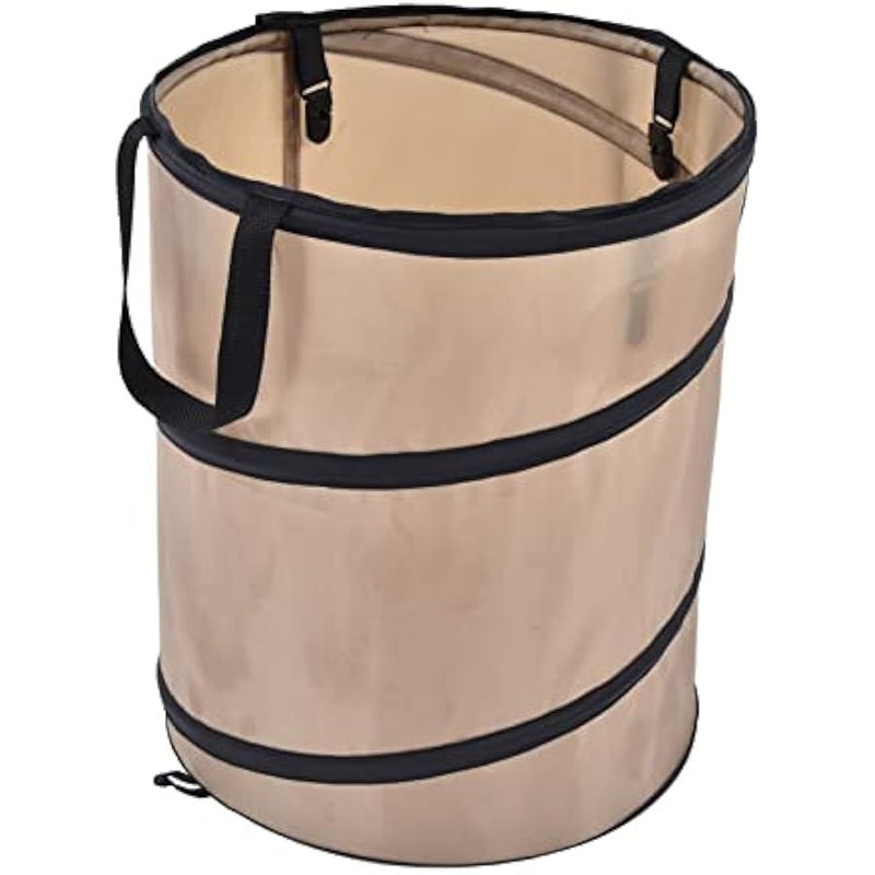 10 Gallon Collapsible Garden Leaf Waste Bag Oxford Cloth Pop out Reusable Camping Trash Can Yard Waste Bag Container for Gardens,Picnics,Camping(13.4 x 13.4 x 15.7in,Light Brown) - Image 1